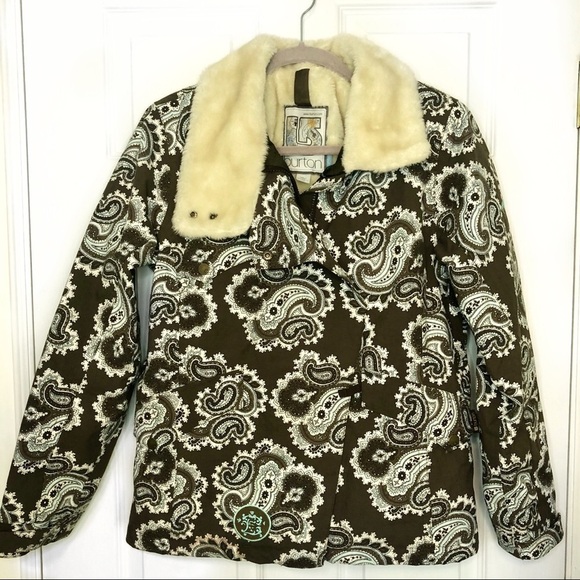 Burton Paisley Brown White Ski & Snowboard Winter Warm Cozy Jacket Small - Picture 1 of 10